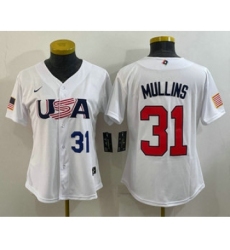 Women's USA Baseball #31 Cedric Mullins Number 2023 White World Classic Stitched Jerseys