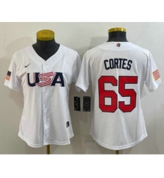 Women's USA Baseball #65 Nestor Cortes 2023 White World Classic Stitched Jersey