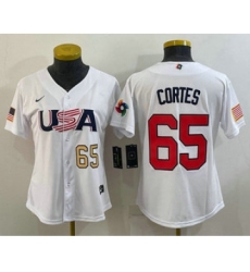 Women's USA Baseball #65 Nestor Cortes Number 2023 White World Classic Stitched Jersey