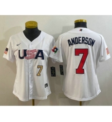 Women's USA Baseball #7 Tim Anderson Number 2023 White World Classic Stitched Jersey