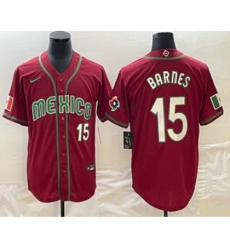 Men's Mexico Baseball #15 Austin Barnes Number 2023 Red White World Classic Stitched Jersey