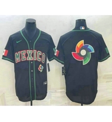 Men's Mexico Baseball 2023 Black World Big Logo Classic Stitched Jersey