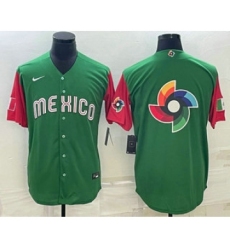 Men's Mexico Baseball 2023 Green World Big Logo Classic Stitched Jersey