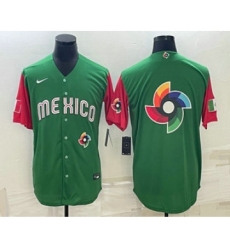 Men's Mexico Baseball 2023 Green World Big Logo Classic Stitched Jerseys