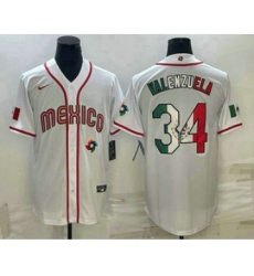 Men's Mexico Baseball #34 Fernando Valenzuela 2023 White World Classic Stitched Jerseys