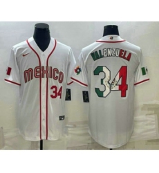 Men's Mexico Baseball #34 Fernando Valenzuela Number 2023 White World Classic Stitched Jersey1