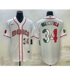 Men's Mexico Baseball #34 Fernando Valenzuela Number 2023 White World Classic Stitched Jersey