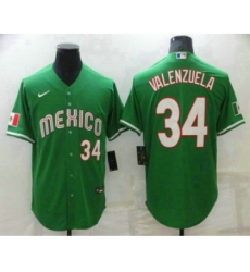 Men's Mexico Baseball #34 Fernando Valenzuela Number Green 2023 World Baseball Classic Stitched Jersey