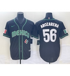 Men's Mexico Baseball #56 Randy Arozarena 2023 Black World Classic Stitched Jersey