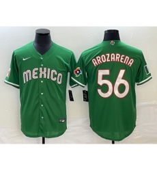 Men's Mexico Baseball #56 Randy Arozarena 2023 Green World Classic Stitched Jersey