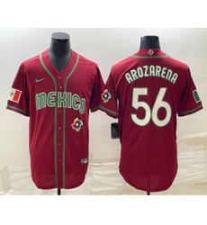 Men's Mexico Baseball #56 Randy Arozarena 2023 Red World Classic Stitched Jersey