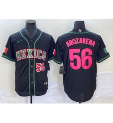 Men's Mexico Baseball #56 Randy Arozarena Number 2023 Black Pink World Classic Stitched Jersey4