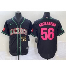 Men's Mexico Baseball #56 Randy Arozarena Number 2023 Black Pink World Classic Stitched Jersey5