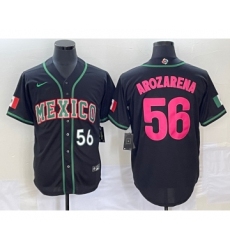 Men's Mexico Baseball #56 Randy Arozarena Number 2023 Black Pink World Classic Stitched Jersey