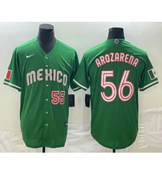 Men's Mexico Baseball #56 Randy Arozarena Number 2023 Green World Classic Stitched Jerseys