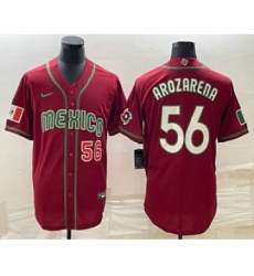 Men's Mexico Baseball #56 Randy Arozarena Number 2023 Red World Classic Stitched Jersey11