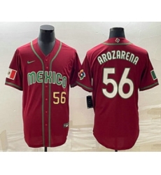 Men's Mexico Baseball #56 Randy Arozarena Number 2023 Red World Classic Stitched Jersey12