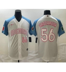 Men's Mexico Baseball #56 Randy Arozarena Number 2023 White Blue World Classic Stitched Jersey2