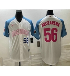 Men's Mexico Baseball #56 Randy Arozarena Number 2023 White Blue World Classic Stitched Jersey9