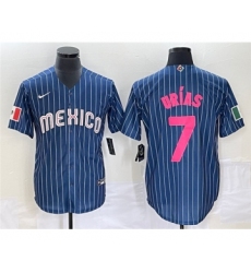 Men's Mexico Baseball #7 Julio Urías 2023 Navy World Baseball Classic Stitched Jersey1