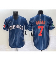 Men's Mexico Baseball #7 Julio Urías 2023 Navy World Baseball Classic Stitched Jersey3