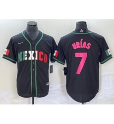 Men's Mexico Baseball #7 Julio Urias 2023 Black World Baseball Classic Stitched Jersey