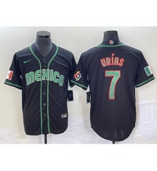 Men's Mexico Baseball #7 Julio Urias 2023 Black World Classic Stitched Jersey