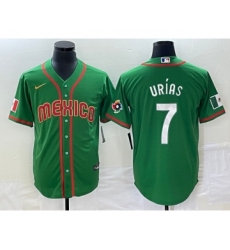 Men's Mexico Baseball #7 Julio Urias 2023 Green World Classic Stitched Jersey1