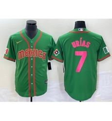 Men's Mexico Baseball #7 Julio Urias 2023 Green World Classic Stitched Jersey3