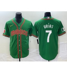 Men's Mexico Baseball #7 Julio Urias 2023 Green World Classic Stitched Jersey