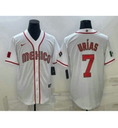 Men's Mexico Baseball #7 Julio Urias 2023 White World Baseball Classic Stitched Jersey