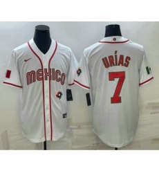 Men's Mexico Baseball #7 Julio Urias 2023 White World Baseball Classic Stitched Jerseys