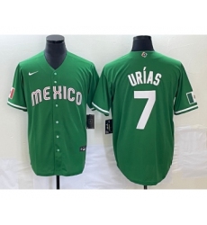 Men's Mexico Baseball #7 Julio Urias Green 2023 World Baseball Classic Stitched Jersey1