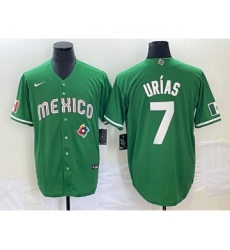 Men's Mexico Baseball #7 Julio Urias Green 2023 World Baseball Classic Stitched Jersey