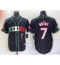 Men's Mexico Baseball #7 Julio Urias Number 2023 Black White World Classic Stitched Jersey3