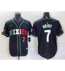 Men's Mexico Baseball #7 Julio Urias Number 2023 Black White World Classic Stitched Jersey4