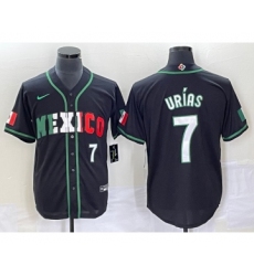 Men's Mexico Baseball #7 Julio Urias Number 2023 Black White World Classic Stitched Jersey5