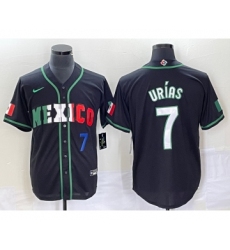 Men's Mexico Baseball #7 Julio Urias Number 2023 Black White World Classic Stitched Jersey6