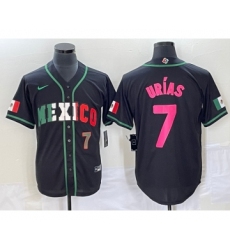 Men's Mexico Baseball #7 Julio Urias Number 2023 Black World Baseball Classic Stitched Jersey2