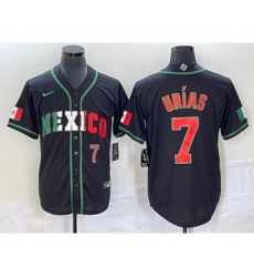 Men's Mexico Baseball #7 Julio Urias Number 2023 Black World Baseball Classic Stitched Jersey7