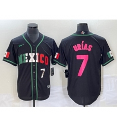 Men's Mexico Baseball #7 Julio Urias Number 2023 Black World Baseball Classic Stitched Jersey