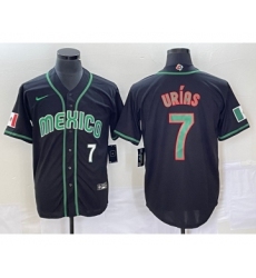 Men's Mexico Baseball #7 Julio Urias Number 2023 Black World Classic Stitched Jersey