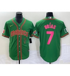 Men's Mexico Baseball #7 Julio Urias Number 2023 Green World Classic Stitched Jersey10