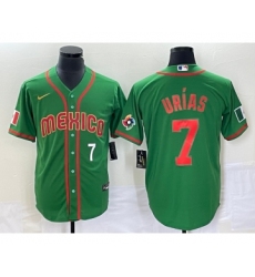 Men's Mexico Baseball #7 Julio Urias Number 2023 Green World Classic Stitched Jersey13