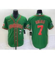 Men's Mexico Baseball #7 Julio Urias Number 2023 Green World Classic Stitched Jersey14