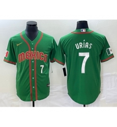 Men's Mexico Baseball #7 Julio Urias Number 2023 Green World Classic Stitched Jersey1