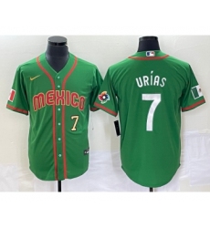 Men's Mexico Baseball #7 Julio Urias Number 2023 Green World Classic Stitched Jersey2