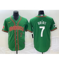 Men's Mexico Baseball #7 Julio Urias Number 2023 Green World Classic Stitched Jersey3