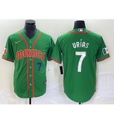 Men's Mexico Baseball #7 Julio Urias Number 2023 Green World Classic Stitched Jersey4