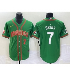 Men's Mexico Baseball #7 Julio Urias Number 2023 Green World Classic Stitched Jersey5